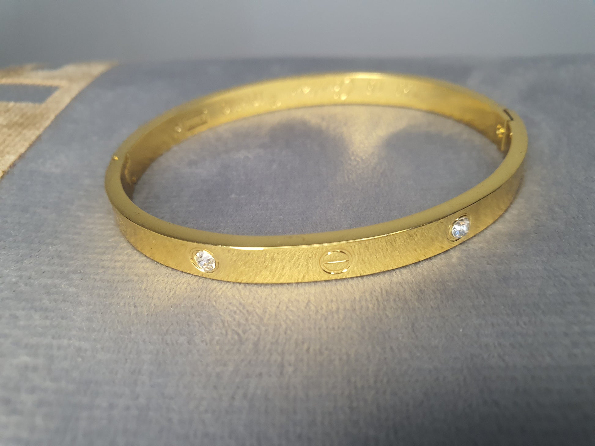 Luxury Gold Bangle with Sparkling Crystals for Women - Mux E Mart