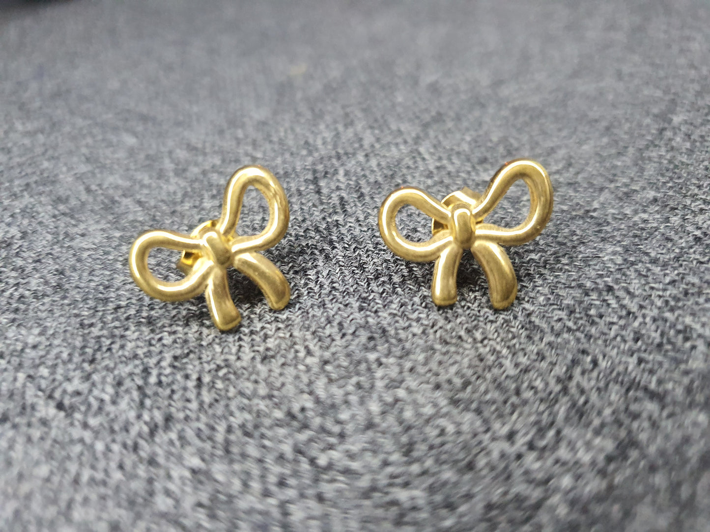 Gold Bow Stud Earrings for Women | Elegant Heart Jewelry Gift - Mux E Mart