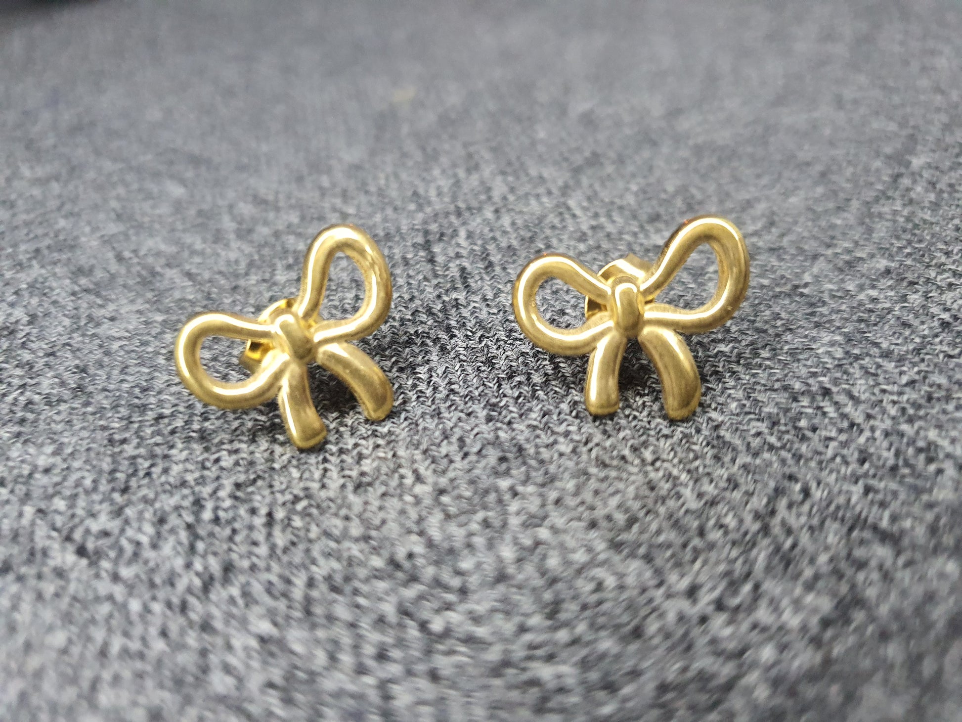 Gold Bow Stud Earrings for Women | Elegant Heart Jewelry Gift - Mux E Mart