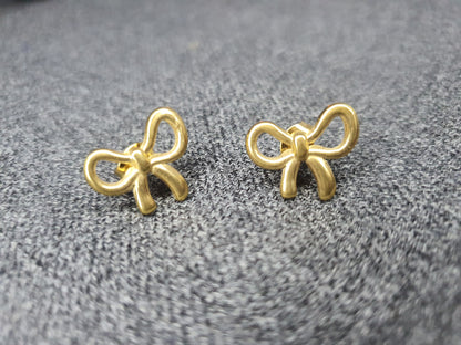 Gold Bow Stud Earrings for Women | Elegant Heart Jewelry Gift - Mux E Mart