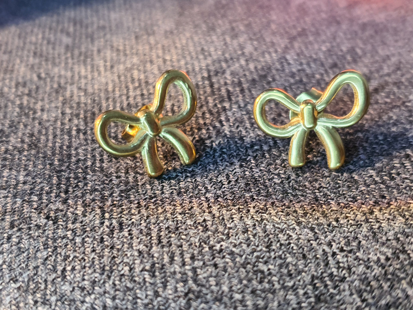 Gold Bow Stud Earrings for Women | Elegant Heart Jewelry Gift - Mux E Mart