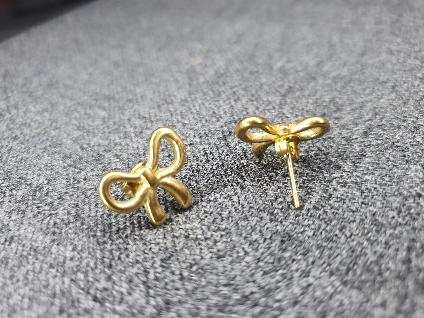Gold Bow Stud Earrings for Women | Elegant Heart Jewelry Gift - Mux E Mart