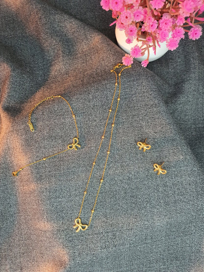 Gold Bow Stud Earrings for Women | Elegant Heart Jewelry Gift - Mux E Mart