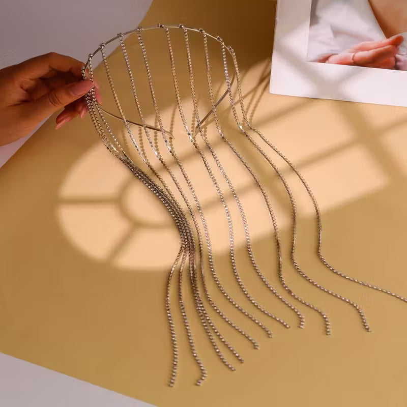 Crystal Tassel Headband – Elegant Hair Hoop for Women & Girls - Mux E Mart