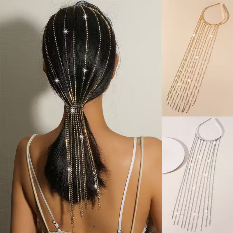 Crystal Tassel Headband – Elegant Hair Hoop for Women & Girls - Mux E Mart