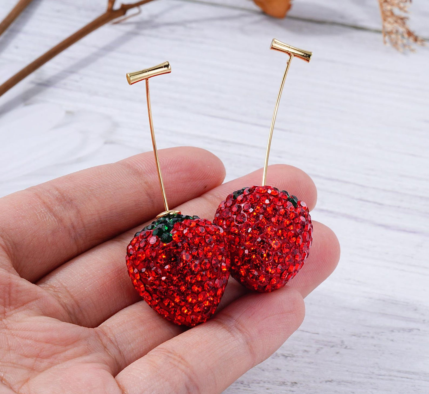 Strawberry Earrings – Handmade Cute Fruit Dangle Jewelry - Mux E Mart