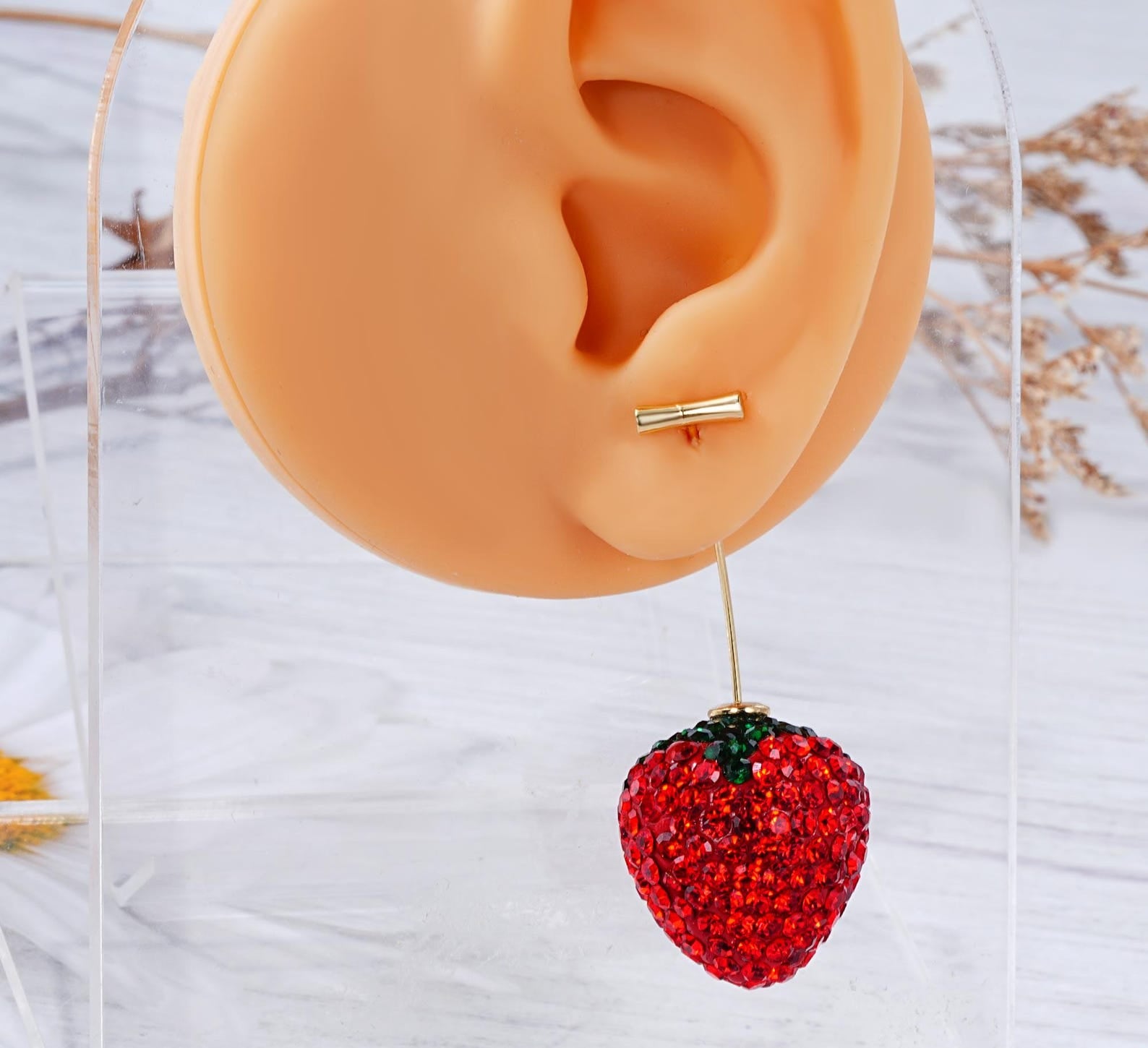 Strawberry Earrings – Handmade Cute Fruit Dangle Jewelry - Mux E Mart