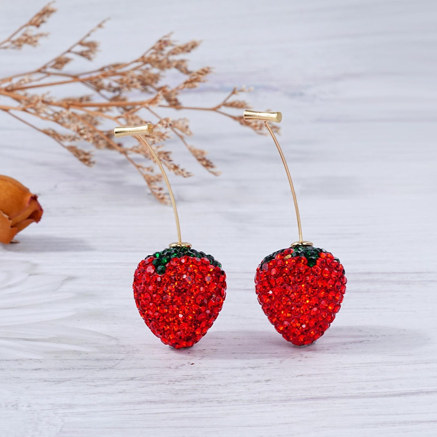 Strawberry Earrings – Handmade Cute Fruit Dangle Jewelry - Mux E Mart