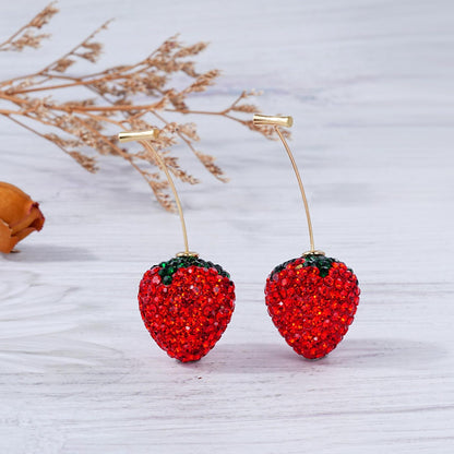 Strawberry Earrings – Handmade Cute Fruit Dangle Jewelry - Mux E Mart
