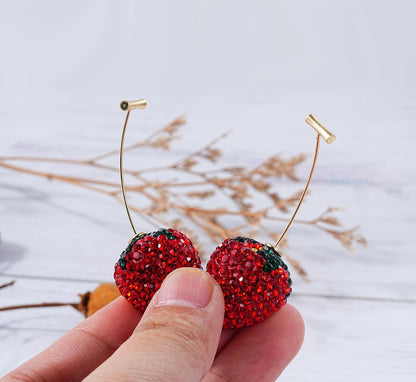 Strawberry Earrings – Handmade Cute Fruit Dangle Jewelry - Mux E Mart